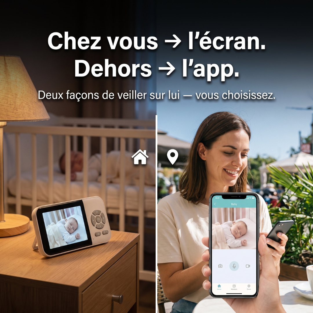 Babyphone Vidéo Double Mode — Écran 2.8" + App