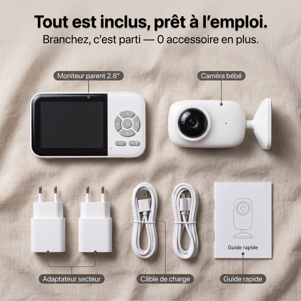 Babyphone Vidéo Double Mode — Écran 2.8" + App