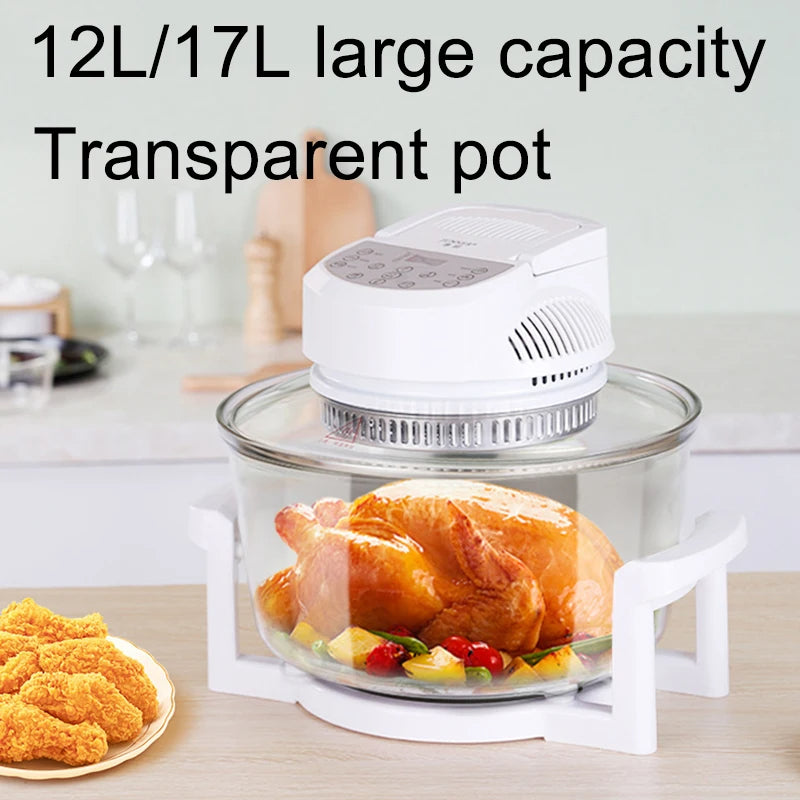 Household Oil-free Air fryer 12L smart visual glass lightwave oven multi-function electric fryer oven air oven