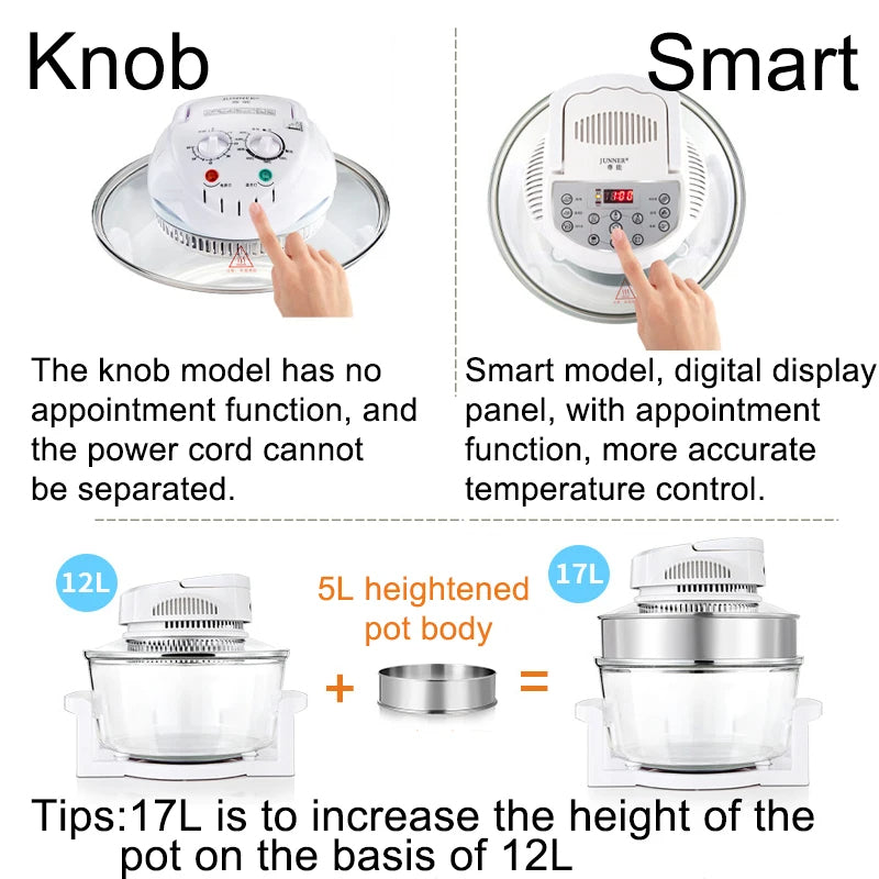 Household Oil-free Air fryer 12L smart visual glass lightwave oven multi-function electric fryer oven air oven
