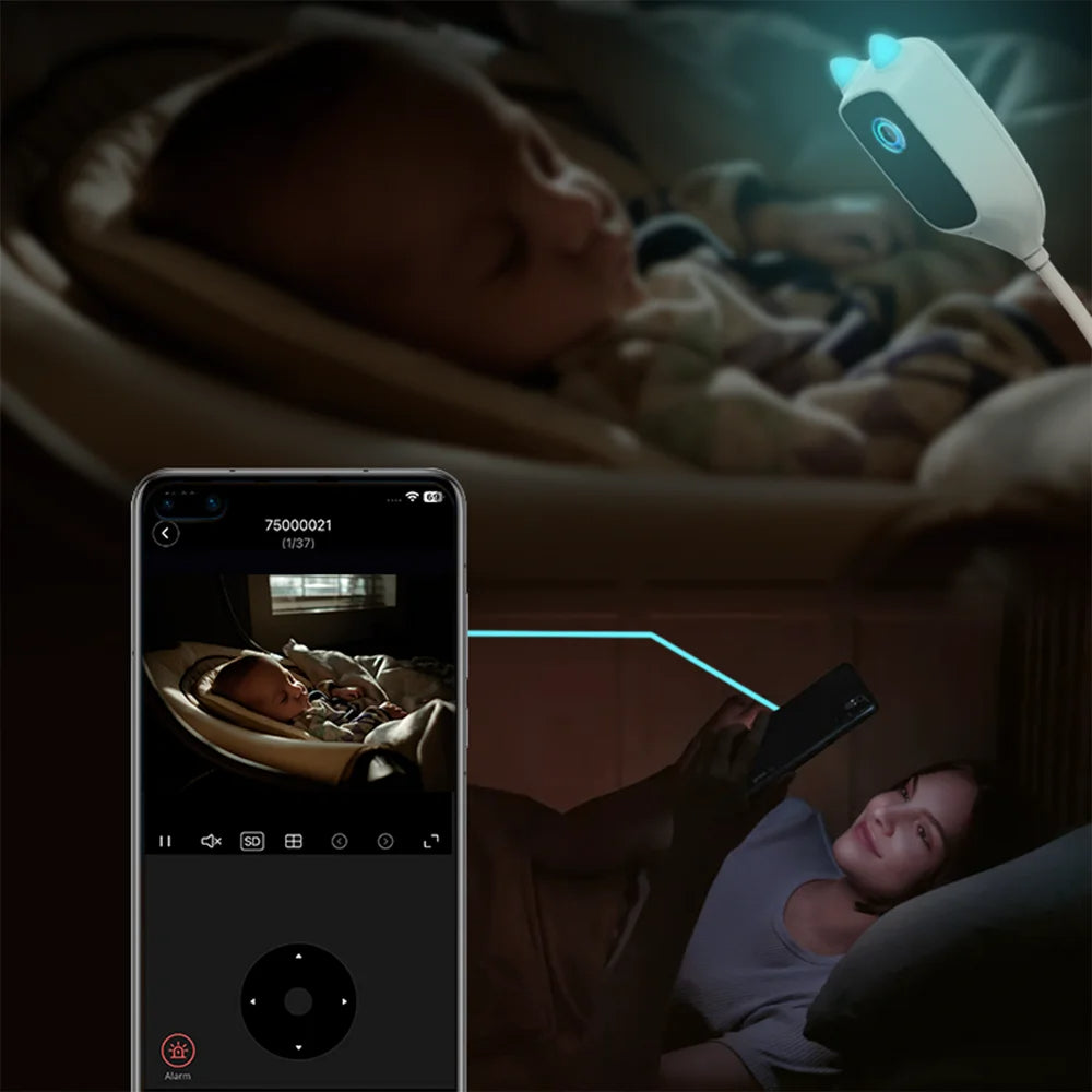 indoor high-definition crying detection baby monitor night vision 360 degree rotating camra