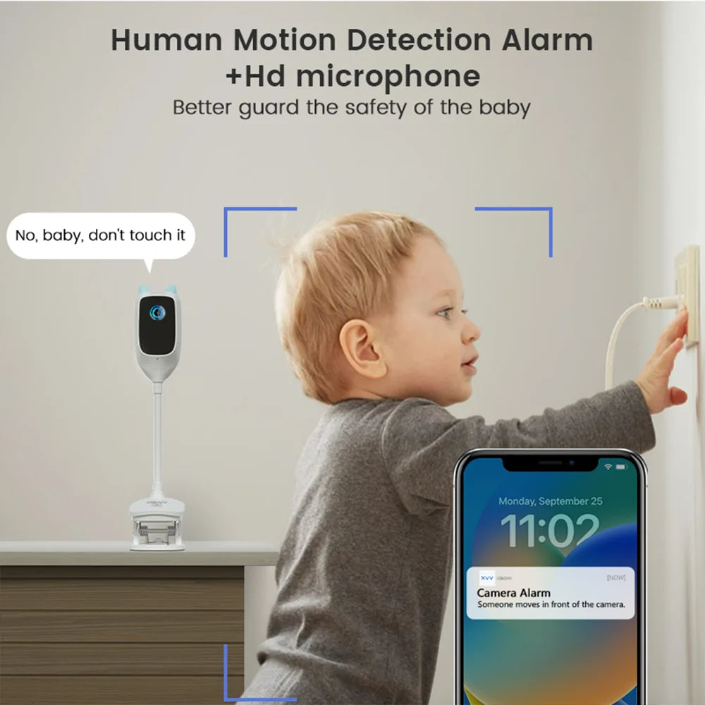 indoor high-definition crying detection baby monitor night vision 360 degree rotating camra