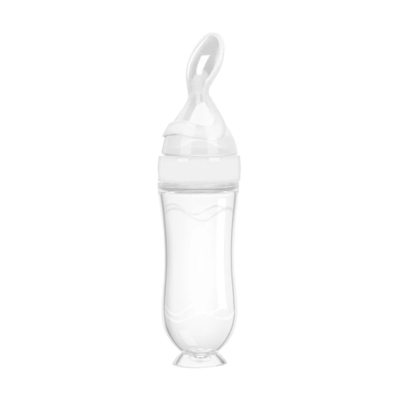 Safe Useful Silicone Baby Bottle With Spoon Food