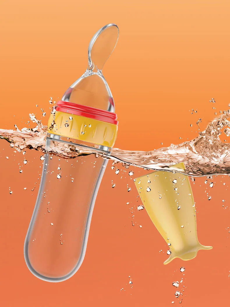 Safe Useful Silicone Baby Bottle With Spoon Food