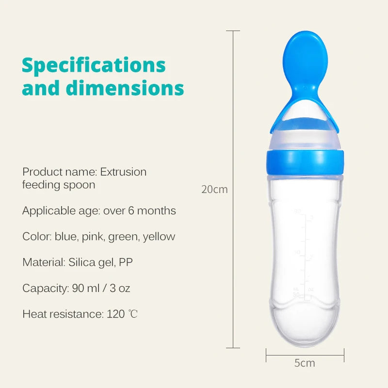 Safe Useful Silicone Baby Bottle With Spoon Food
