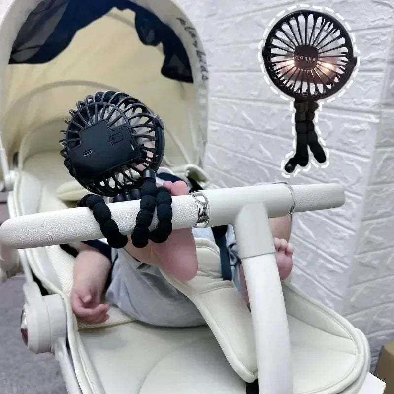 Mini ventilateur de poussette pour bébé, ventilateur pieuvre portatif, chargement USB