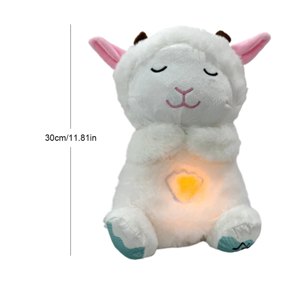 Peluche Kawaii pour le sommeil, petit agneau, apaisant pour bébé avec lumières musicales