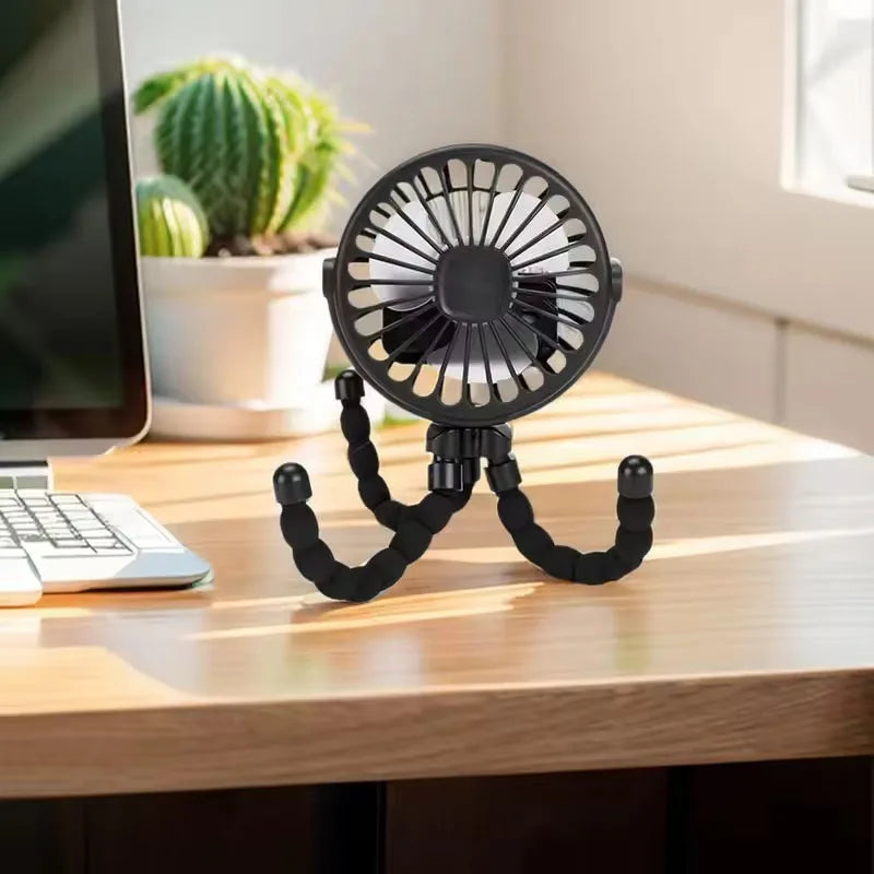 Mini ventilateur de poussette pour bébé, ventilateur pieuvre portatif, chargement USB