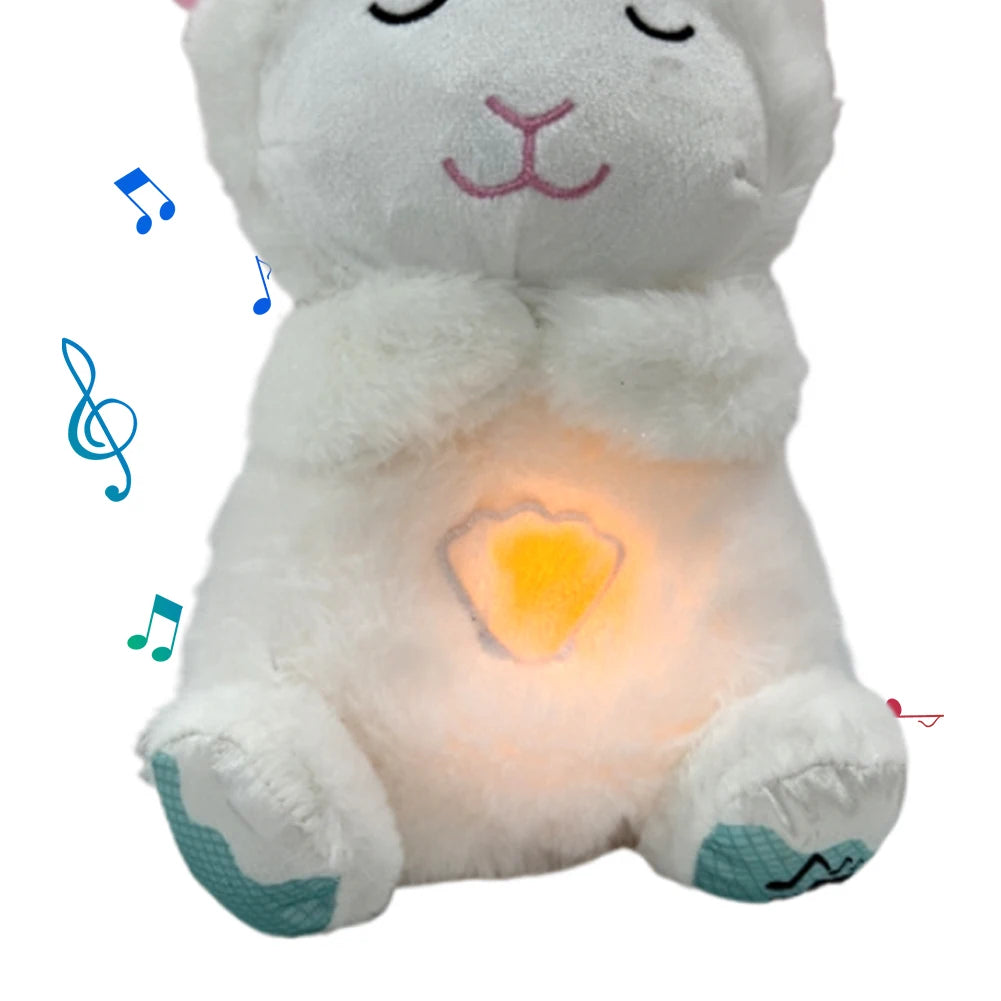 Peluche Kawaii pour le sommeil, petit agneau, apaisant pour bébé avec lumières musicales