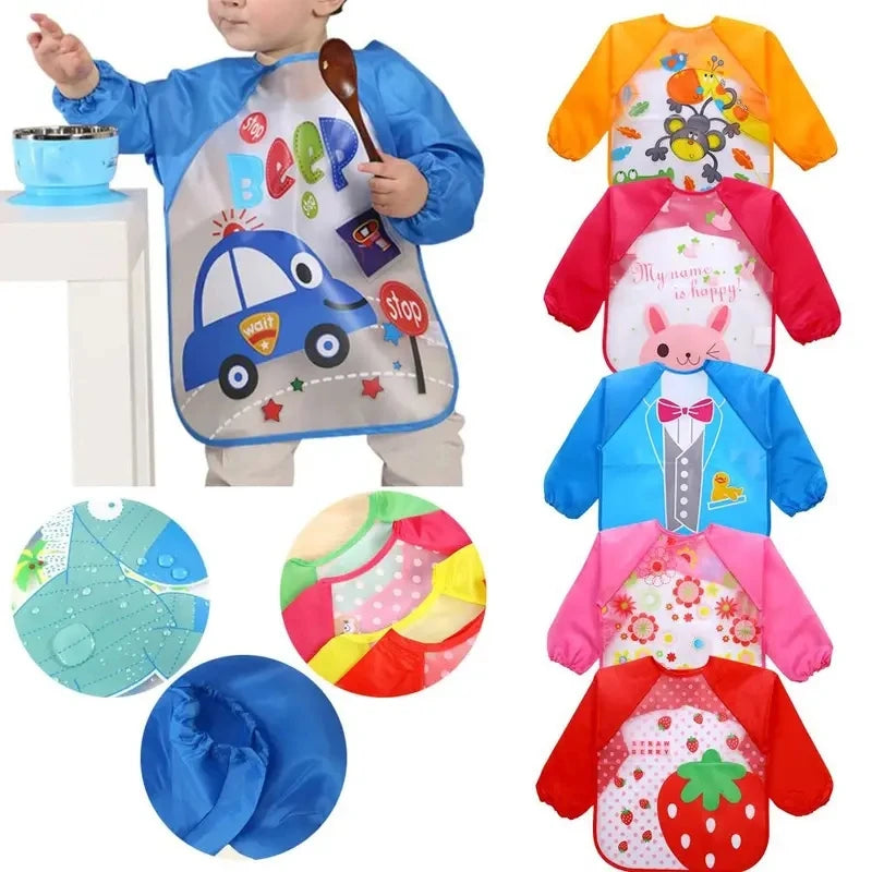 Waterproof EVA Full Sleeve Baby Bibs Children Apron