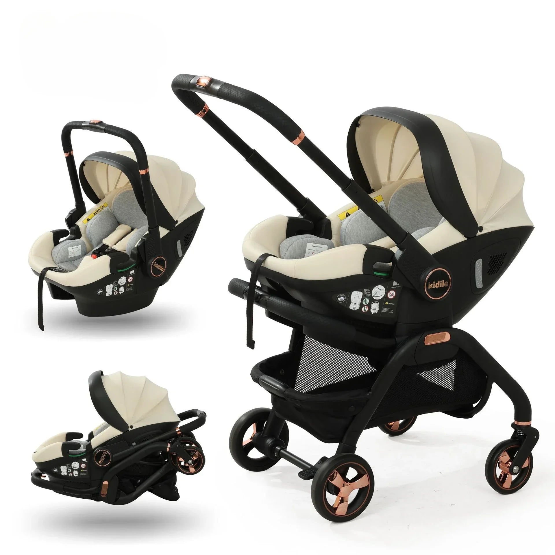 Multi functional newborn baby sleeping basket, baby safety seat, baby stroller, multi-purpose portable four-wheel stroller