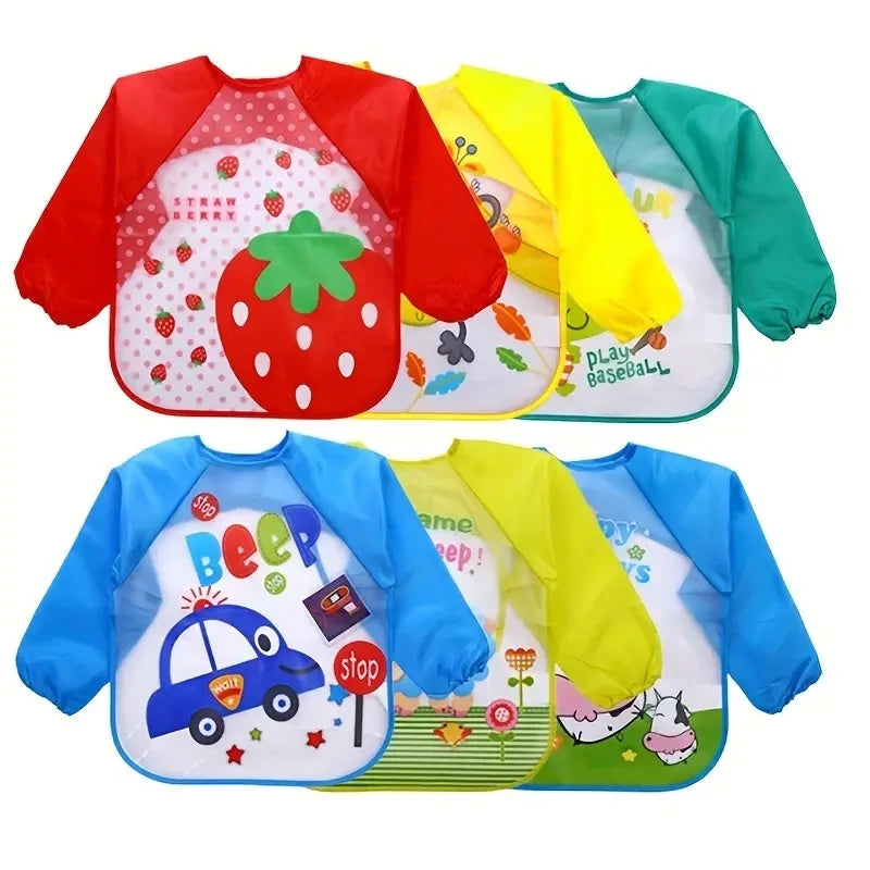 Waterproof EVA Full Sleeve Baby Bibs Children Apron