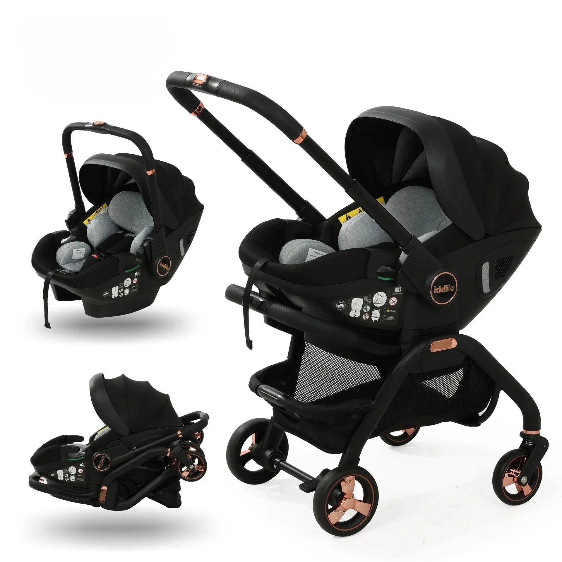 Multi functional newborn baby sleeping basket, baby safety seat, baby stroller, multi-purpose portable four-wheel stroller