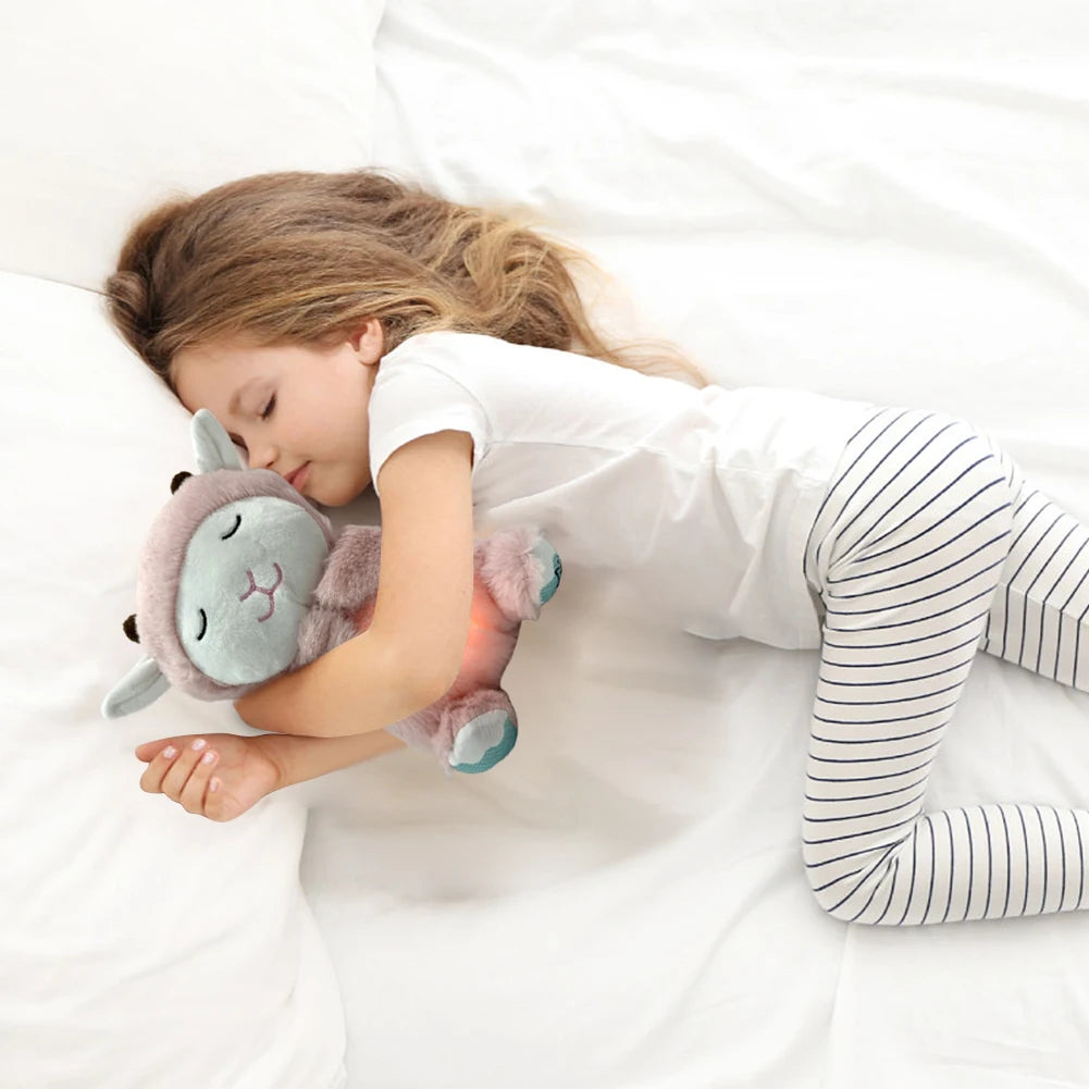 Peluche Kawaii pour le sommeil, petit agneau, apaisant pour bébé avec lumières musicales