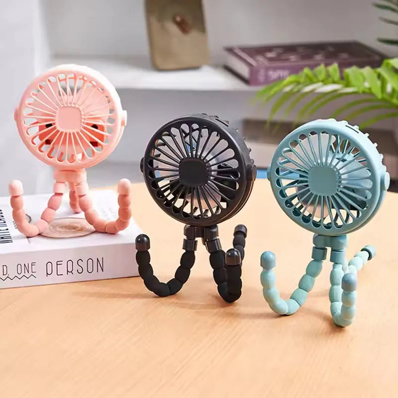 Mini ventilateur de poussette pour bébé, ventilateur pieuvre portatif, chargement USB