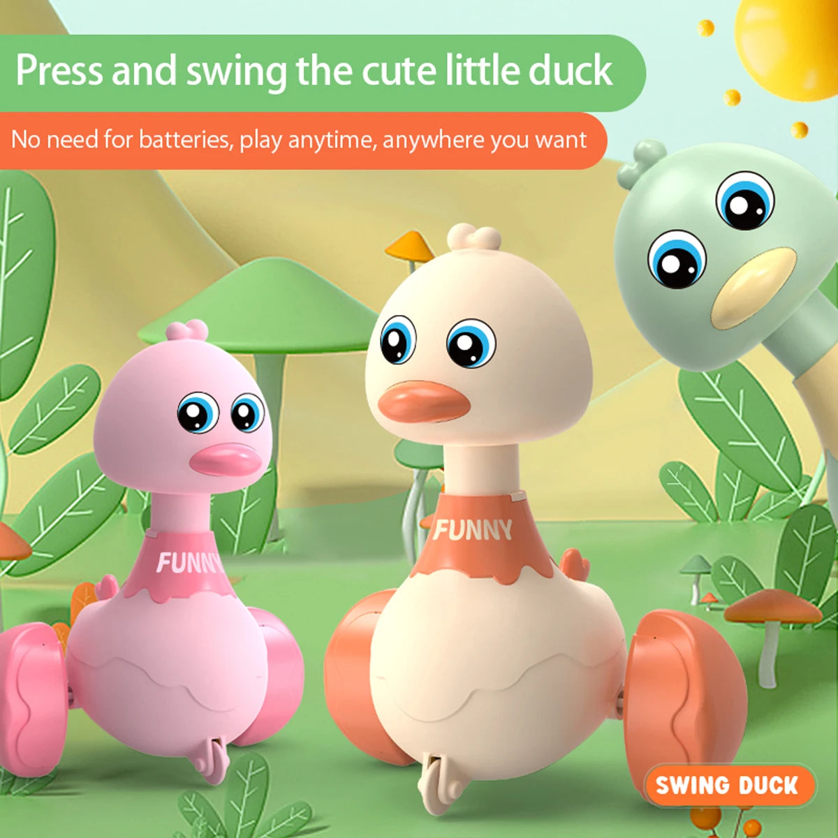 Jouet pour bébé, balançoire, canard, dessin animé, presse, véhicules