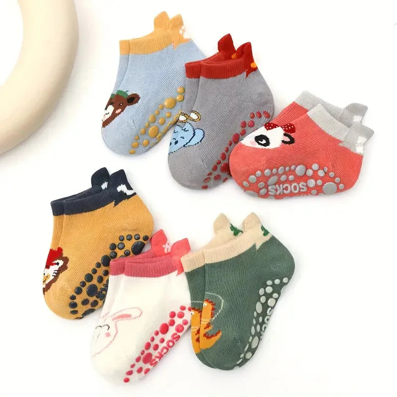 6 Pairs Kids Cotton Socks Cute Cartoon Animal Pattern