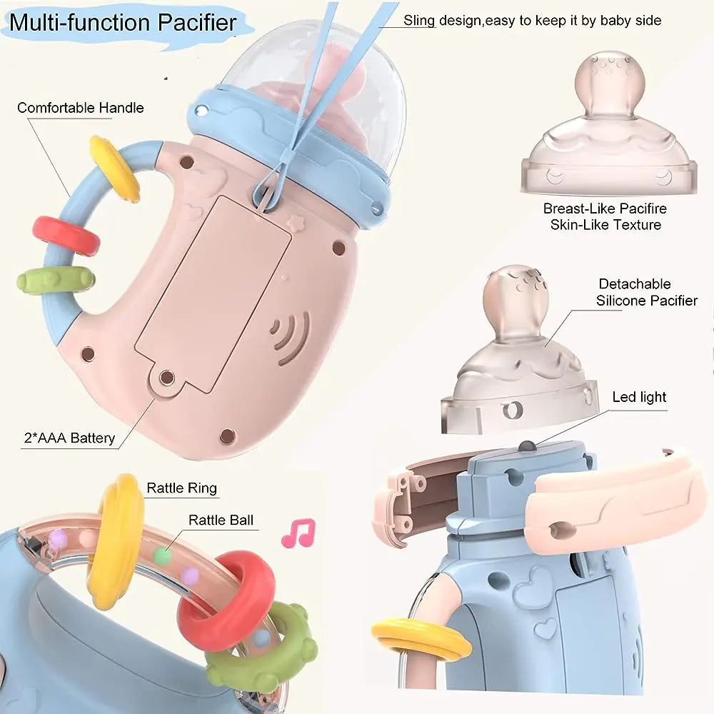 Biberon musical pour bébé, sucette, anneau de dentition souple pour nouveau-né