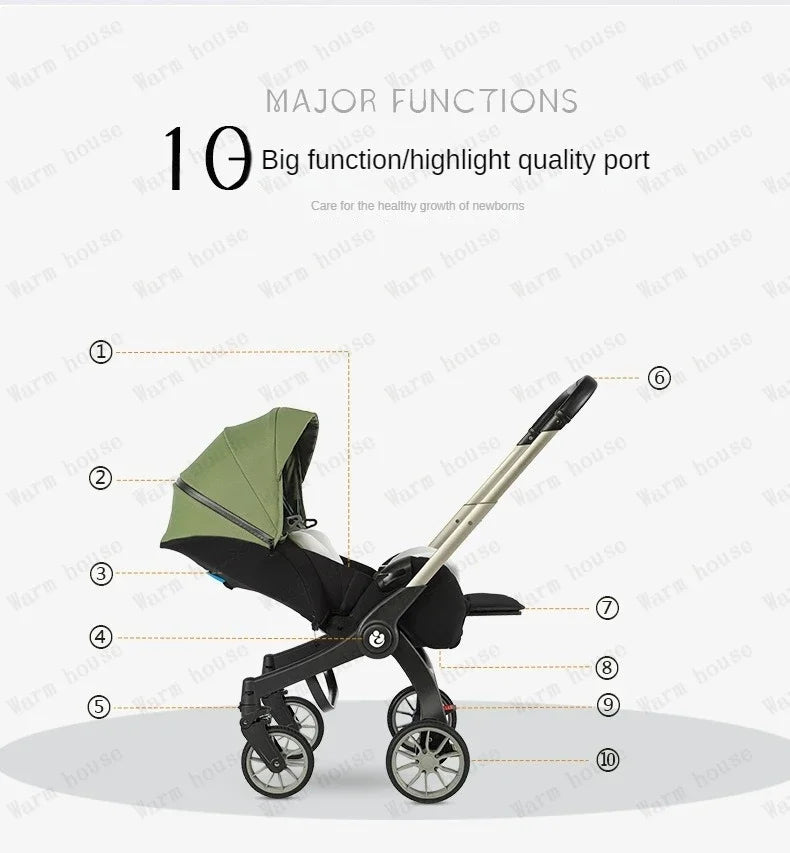 4-in-1 multifunctional newborn stroller Lightweight foldable car seat Two-way high-view baby stroller Infant Carrier