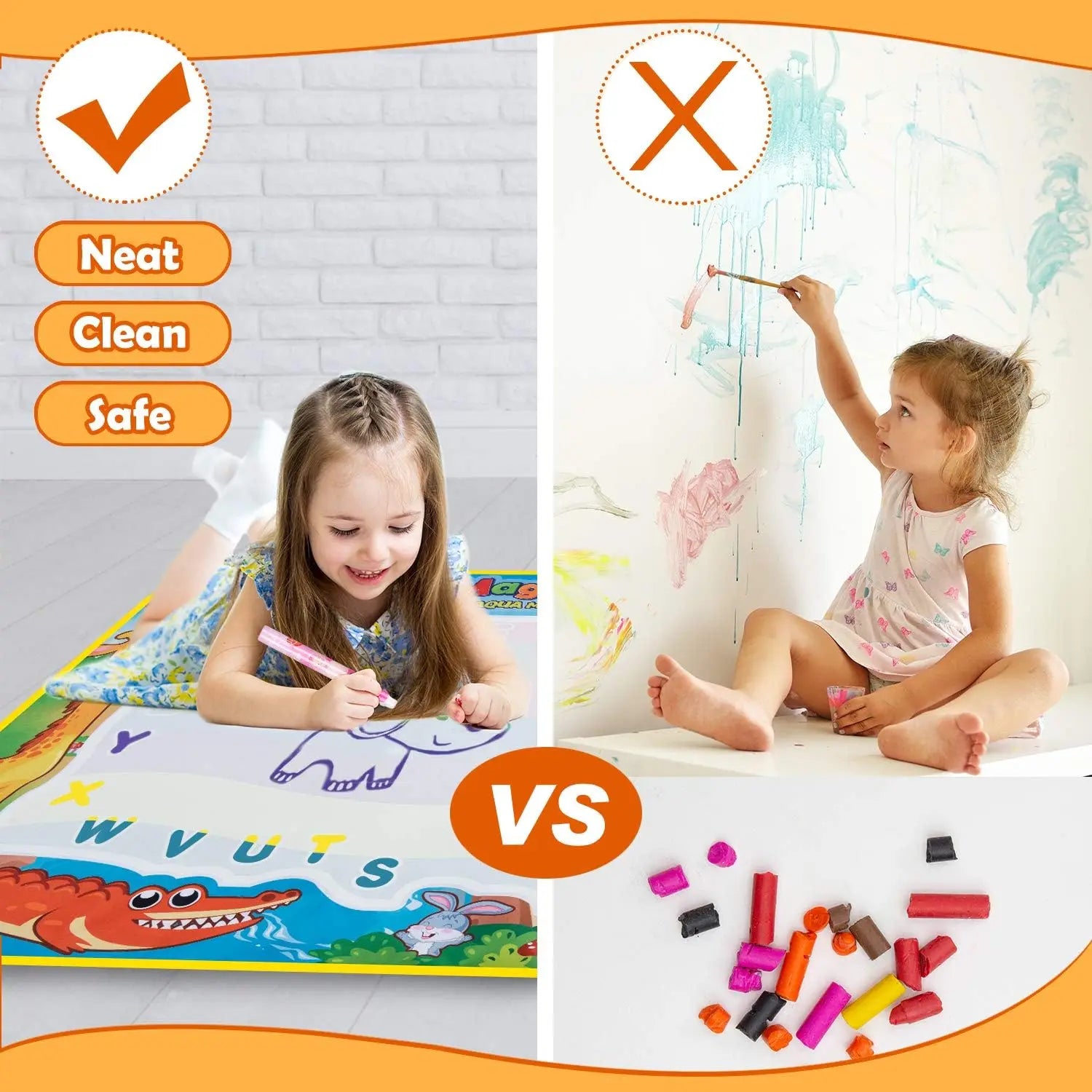 Tapis de dessin magique à l'eau, coloriage et gribouillage avec stylos magiques réutilisables