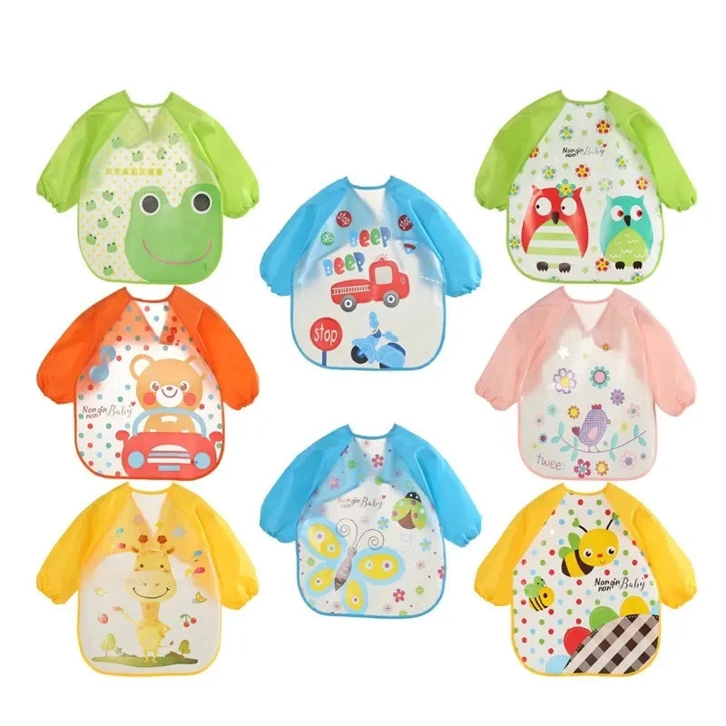 Waterproof EVA Full Sleeve Baby Bibs Children Apron