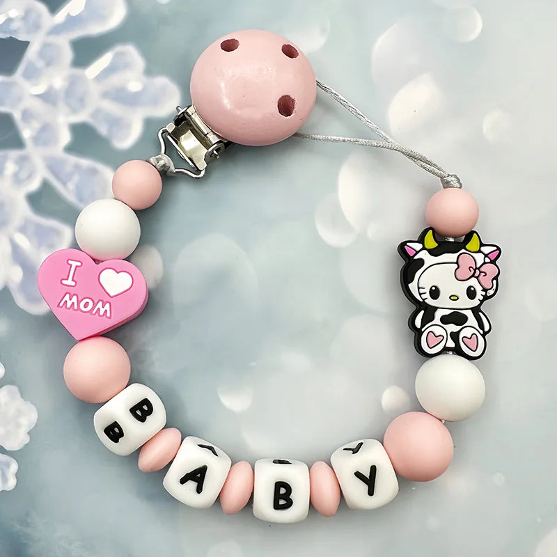 Attache-tétine personnalisée avec prénom et lettres anglaises pour bébé