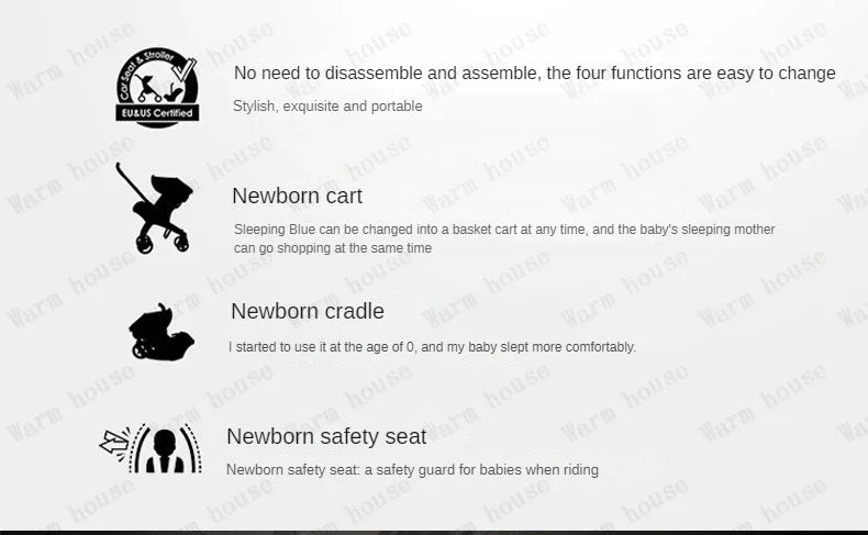 4-in-1 multifunctional newborn stroller Lightweight foldable car seat Two-way high-view baby stroller Infant Carrier