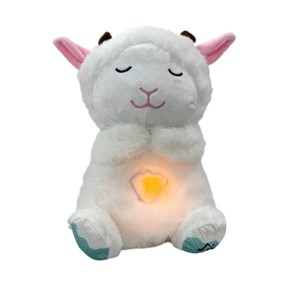 Peluche Kawaii pour le sommeil, petit agneau, apaisant pour bébé avec lumières musicales