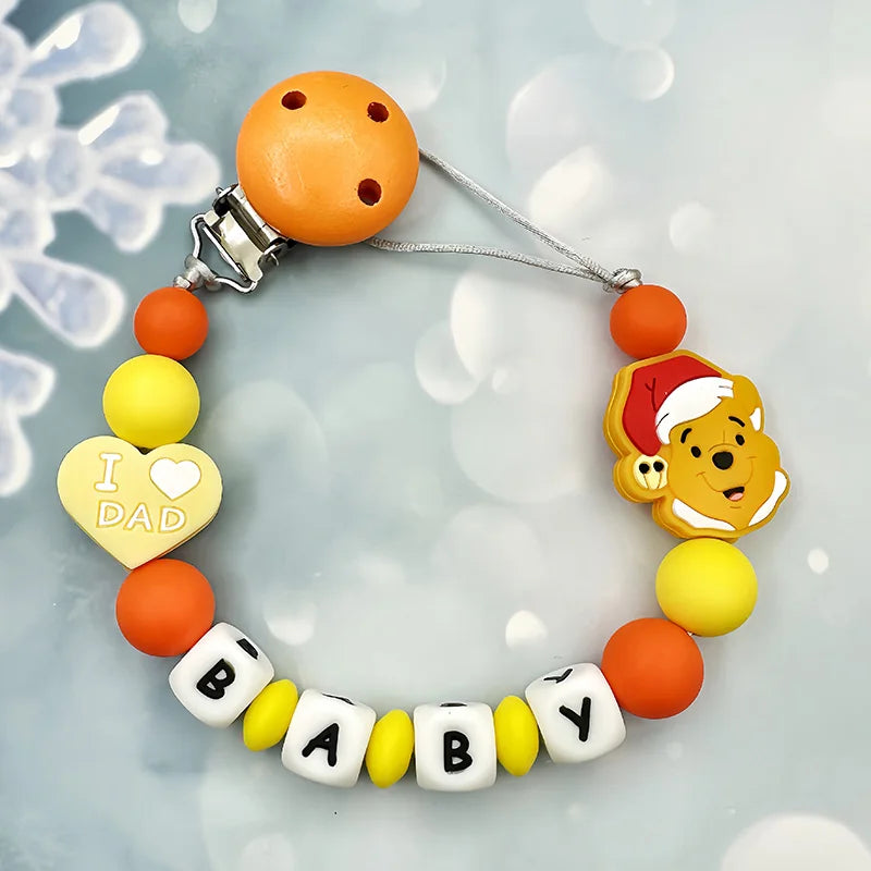 Attache-tétine personnalisée avec prénom et lettres anglaises pour bébé