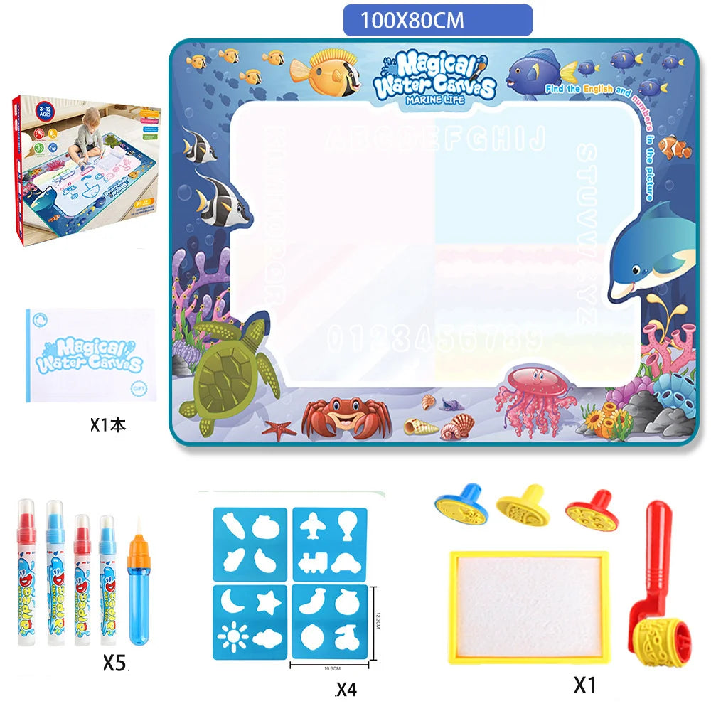 Tapis de dessin magique à l'eau, coloriage et gribouillage avec stylos magiques réutilisables