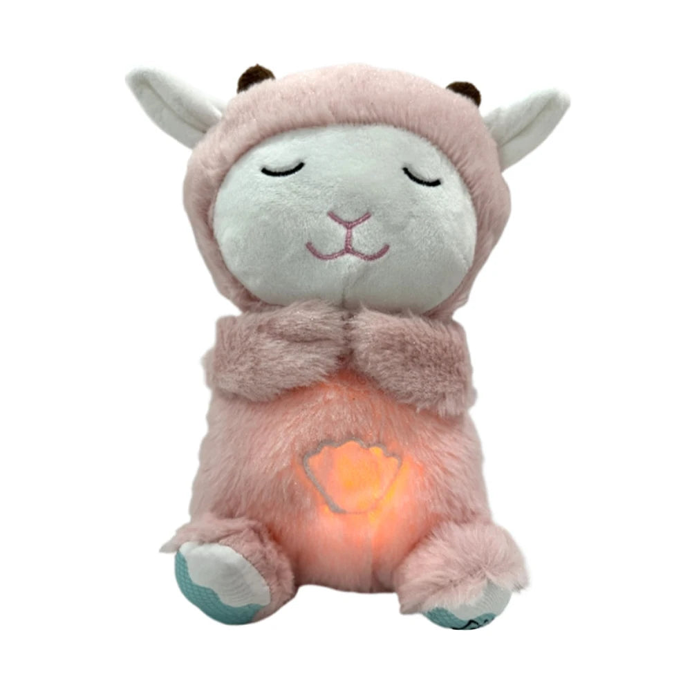 Peluche Kawaii pour le sommeil, petit agneau, apaisant pour bébé avec lumières musicales