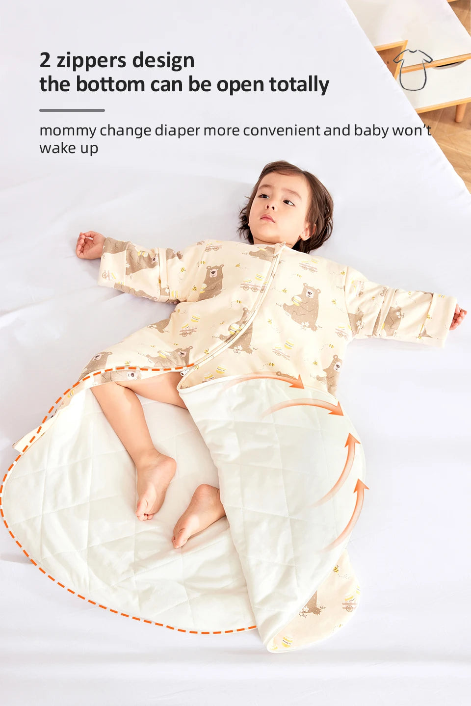 Gigoteuse pour enfants de 3 à 24 mois avec manches