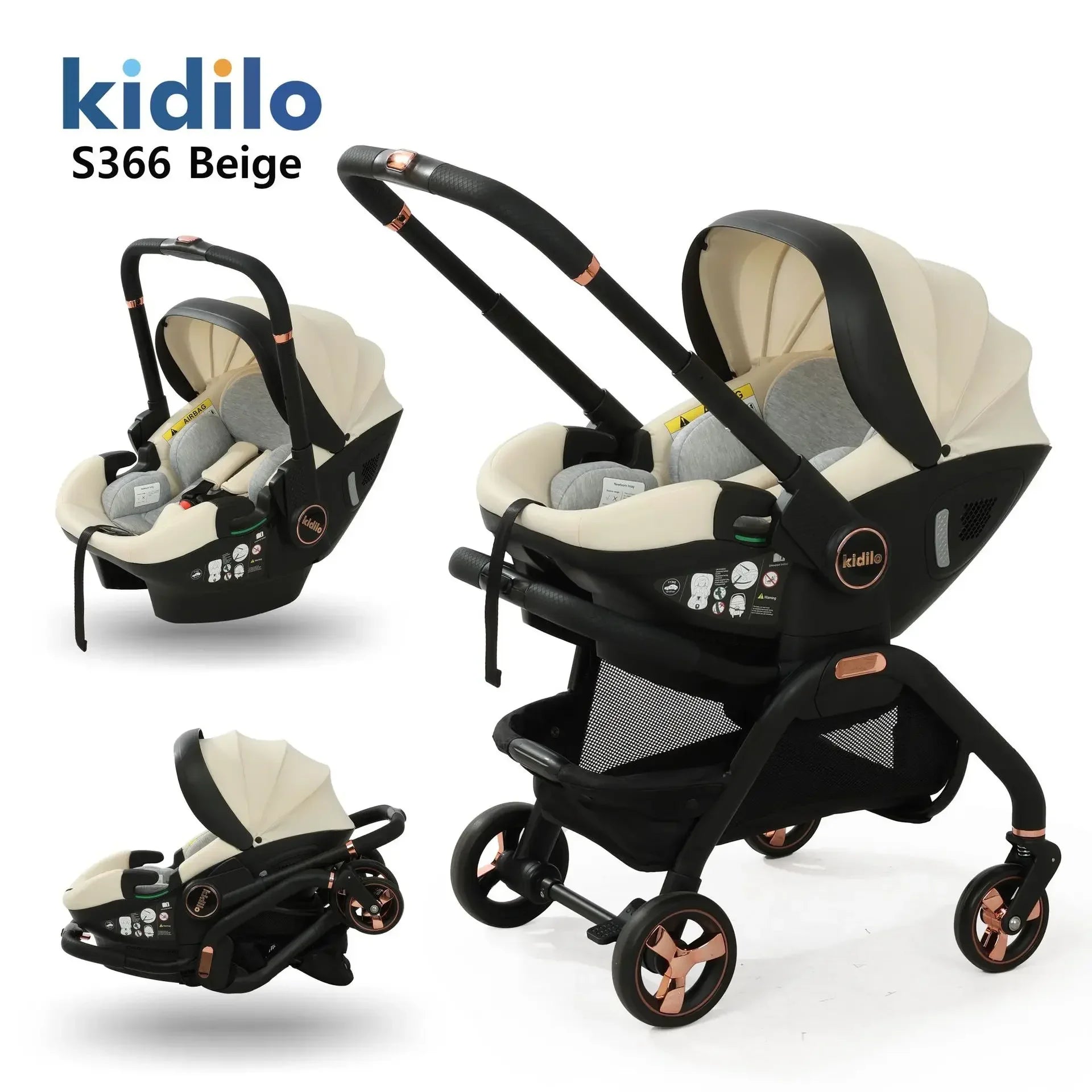 Multi functional newborn baby sleeping basket, baby safety seat, baby stroller, multi-purpose portable four-wheel stroller