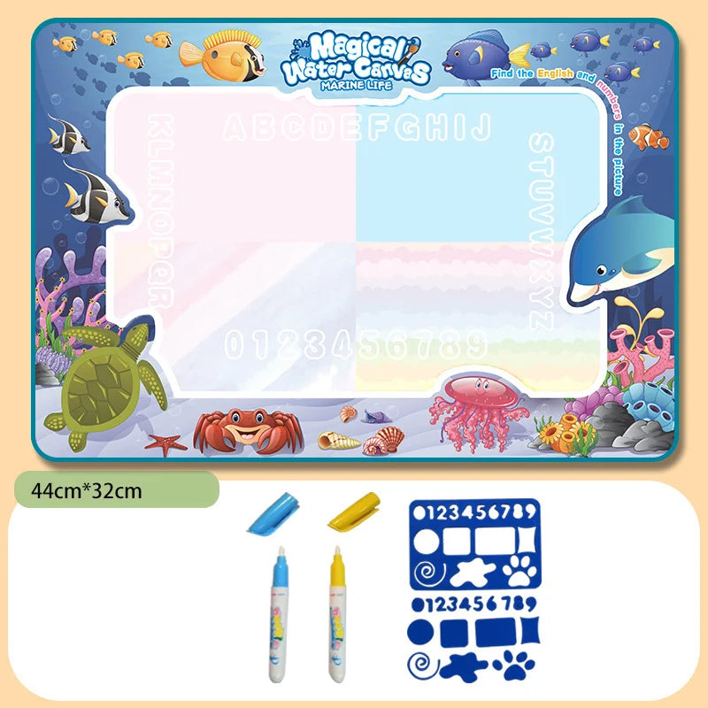 Tapis de dessin magique à l'eau, coloriage et gribouillage avec stylos magiques réutilisables