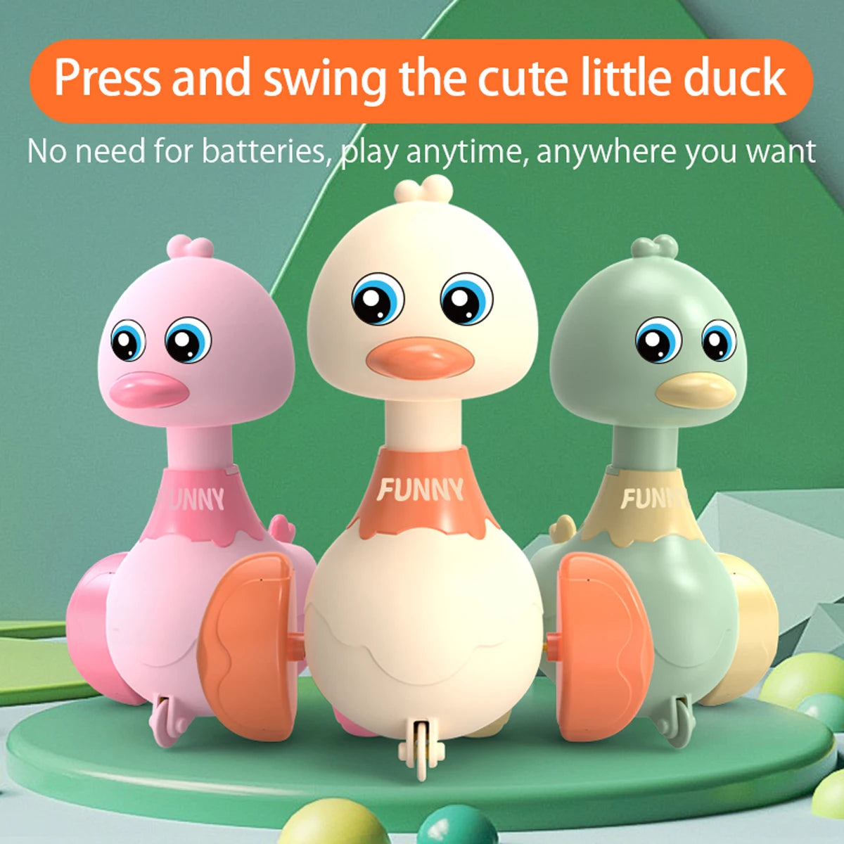 Jouet pour bébé, balançoire, canard, dessin animé, presse, véhicules