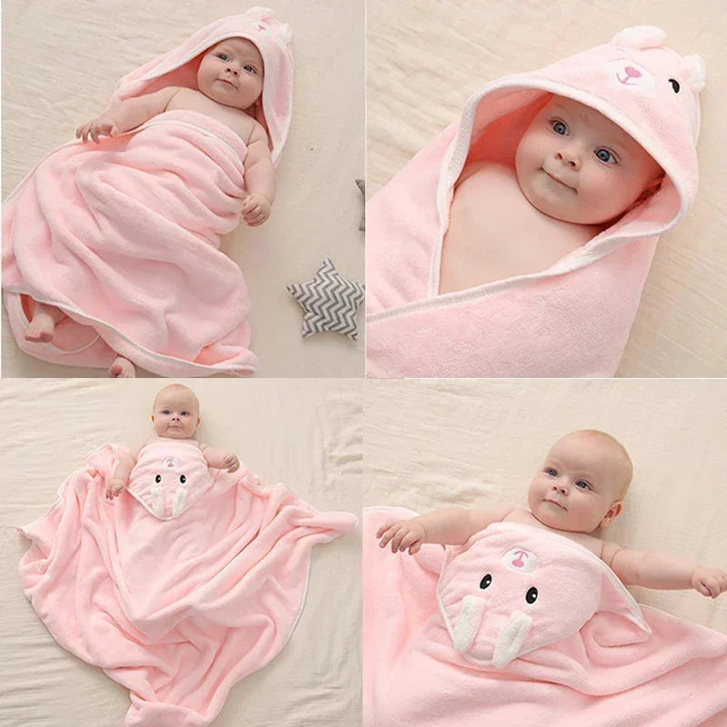 Cartoon Animal Baby Hooded Bath Towels
