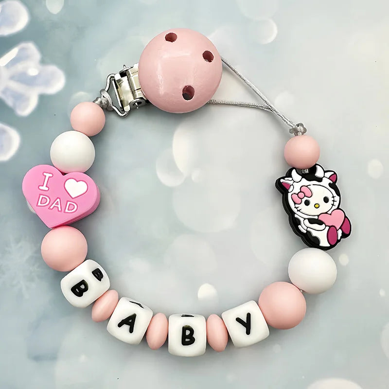 Attache-tétine personnalisée avec prénom et lettres anglaises pour bébé