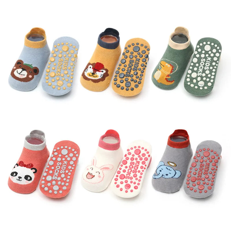 6 Pairs Kids Cotton Socks Cute Cartoon Animal Pattern
