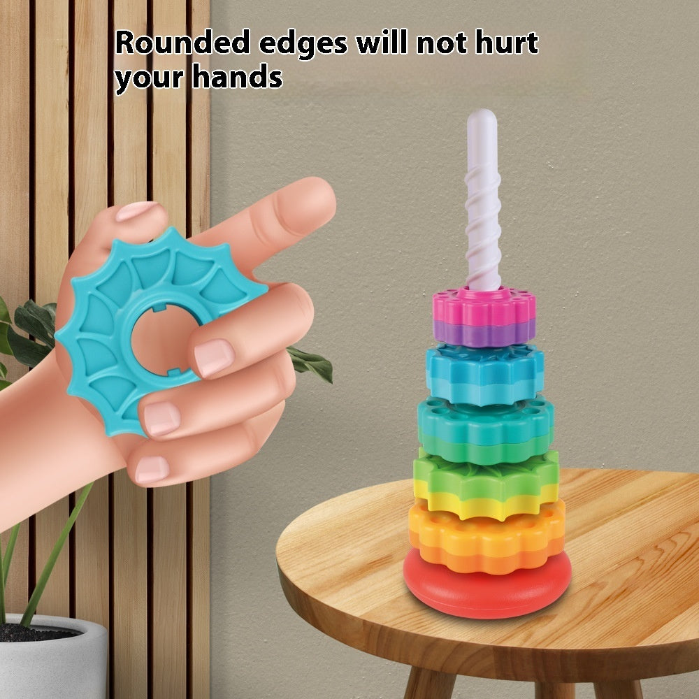 Rainbow Rotating Tower Toy Baby Early Education Intellectual Development Intelligence Ferrule